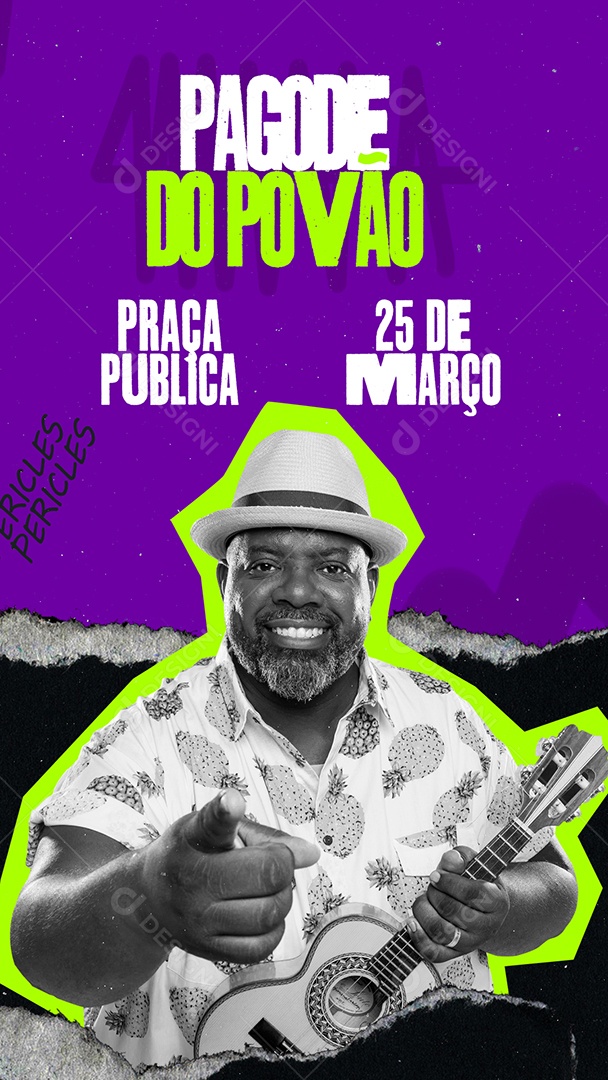 Flyer Pagode do Povão Cantor Pericles Social Media PSD Editável