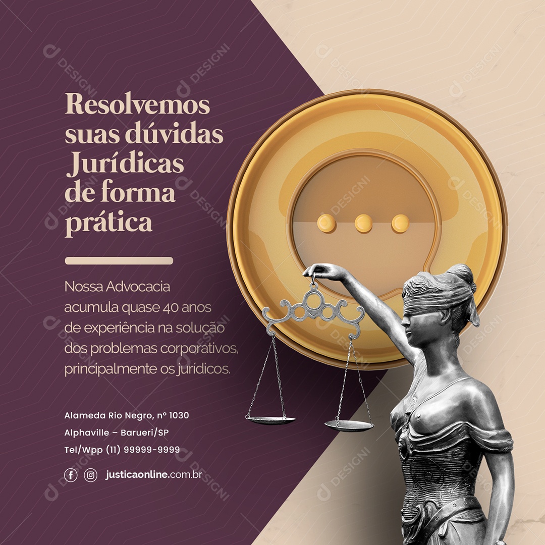 Resolvemos Suas Dúvidas Jurídicas De Forma Prática Advocacia Social Media Psd Editável Download 5832