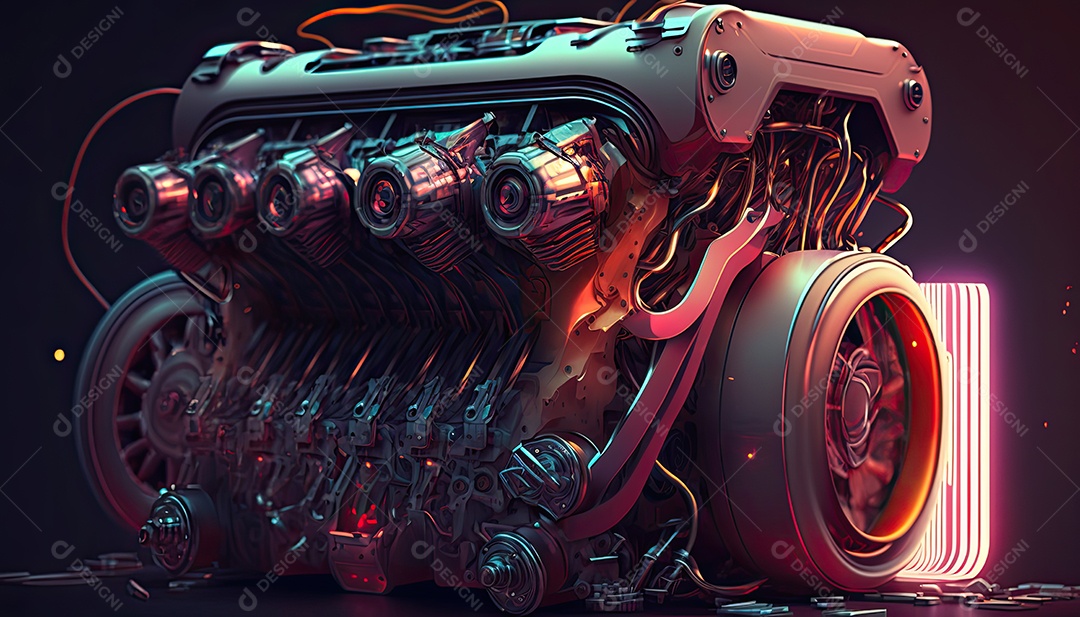 Desenho de Motor 3D PSD [download] - Designi