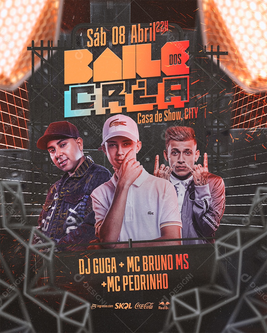 Baile Dos Crias Dj Guuga Mc Bruno MS Mc Pedrinho Flyer Social Media PSD Editável download