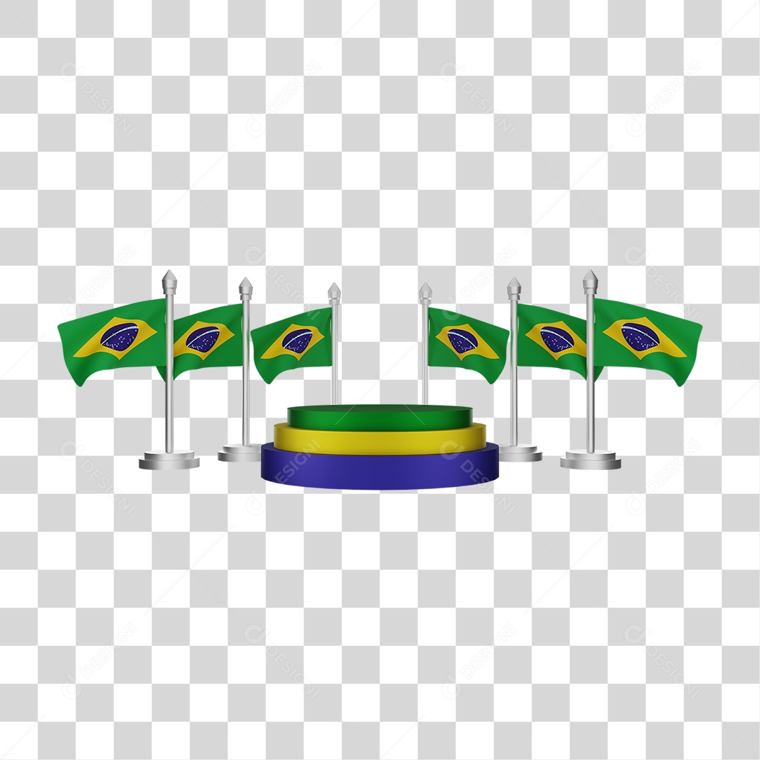 Elemento 3D Bandeira Brasil para Composição PNG Transparente [download] -  Designi