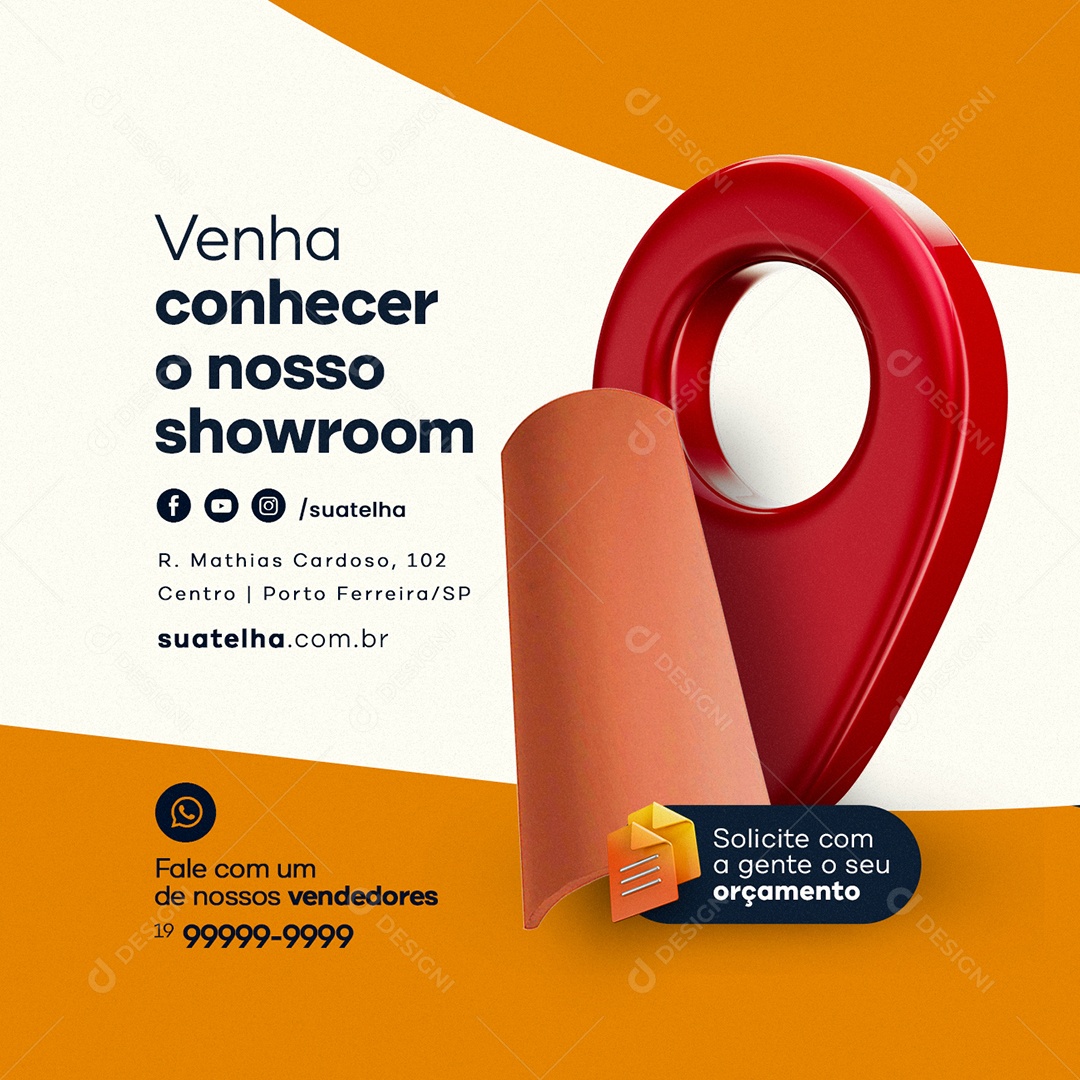 Venha Conhecer o Nosso Showroom Materiais De Construção Social Media PSD Editável