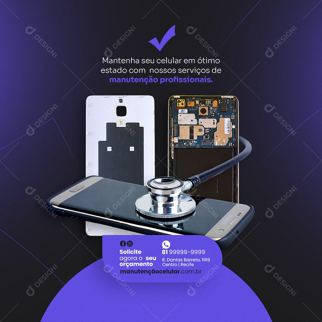 Mantenha Seu Celular Em Ótimo Estado Com Nossos Serviços Manutenção De Celular Social Media PSD Editável