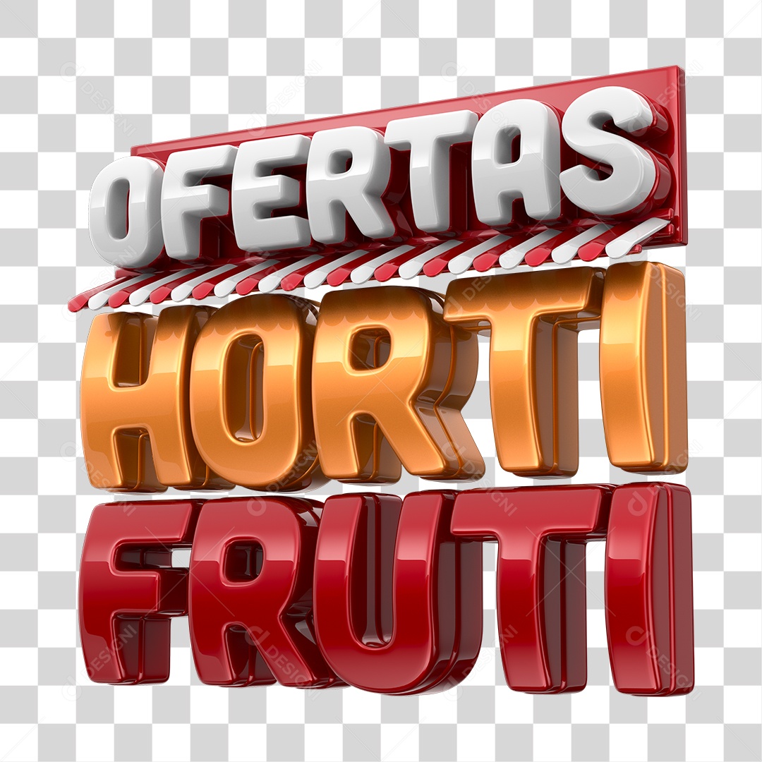 Selo 3D Ofertas Hortifruti Cobre e Vermelho PNG Transparente