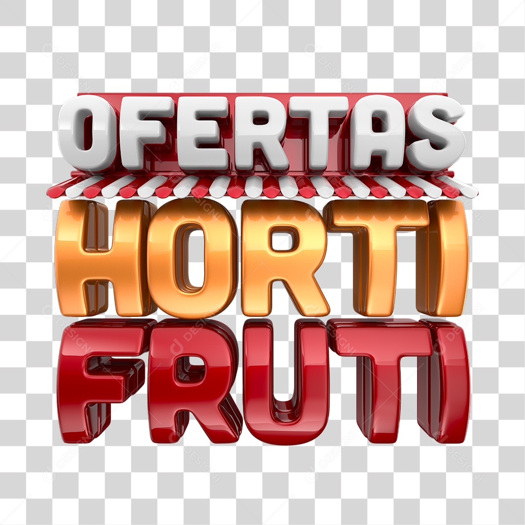 Selo 3D Ofertas Hortifruti Cobre e Vermelho PNG Transparente