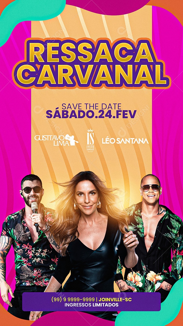 Flyer Ressaca Carnaval Gustavo Lima Ivete Sangalo E Léo Santana Story Social Media Psd Editável 8786