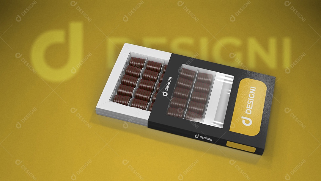 Mockup De Caixa De Chocolate Preto Designi PSD Editável