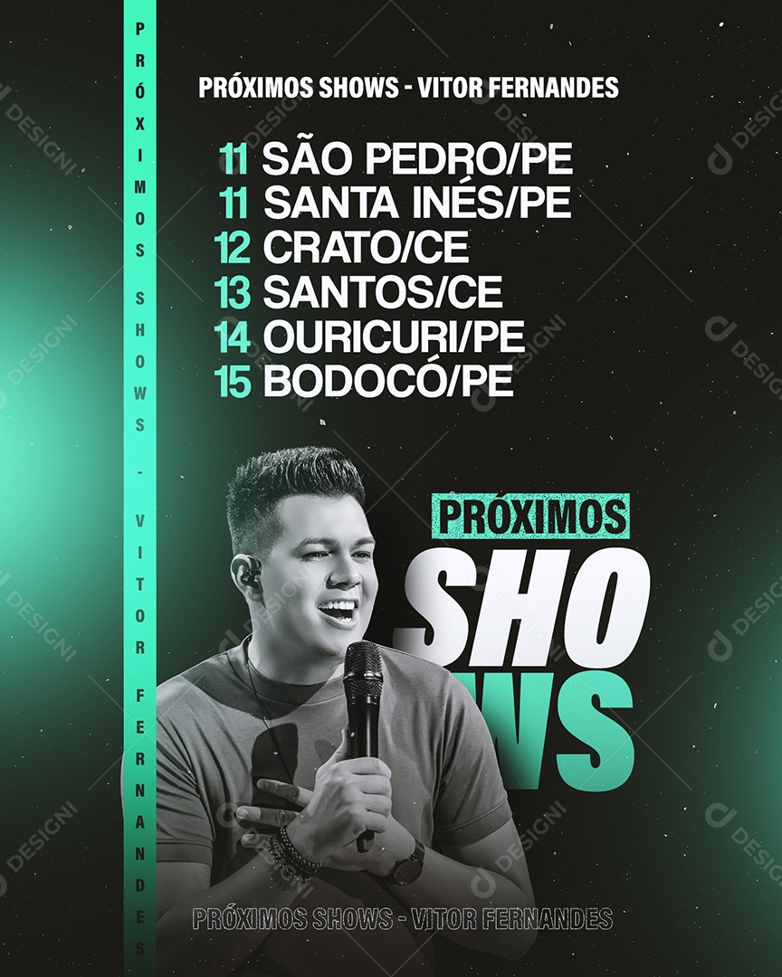 Próximos Shows Vitor Fernandes Flyer Social Media PSD Editável