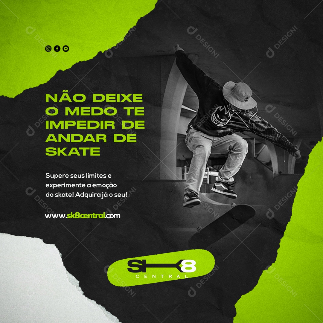 Skate Skatista Loja de Skate Social Media PSD Editável