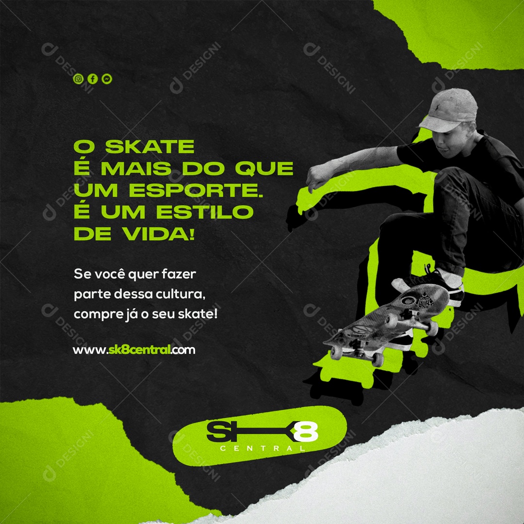 Skate Skatista Loja de Skate Social Media PSD Editável