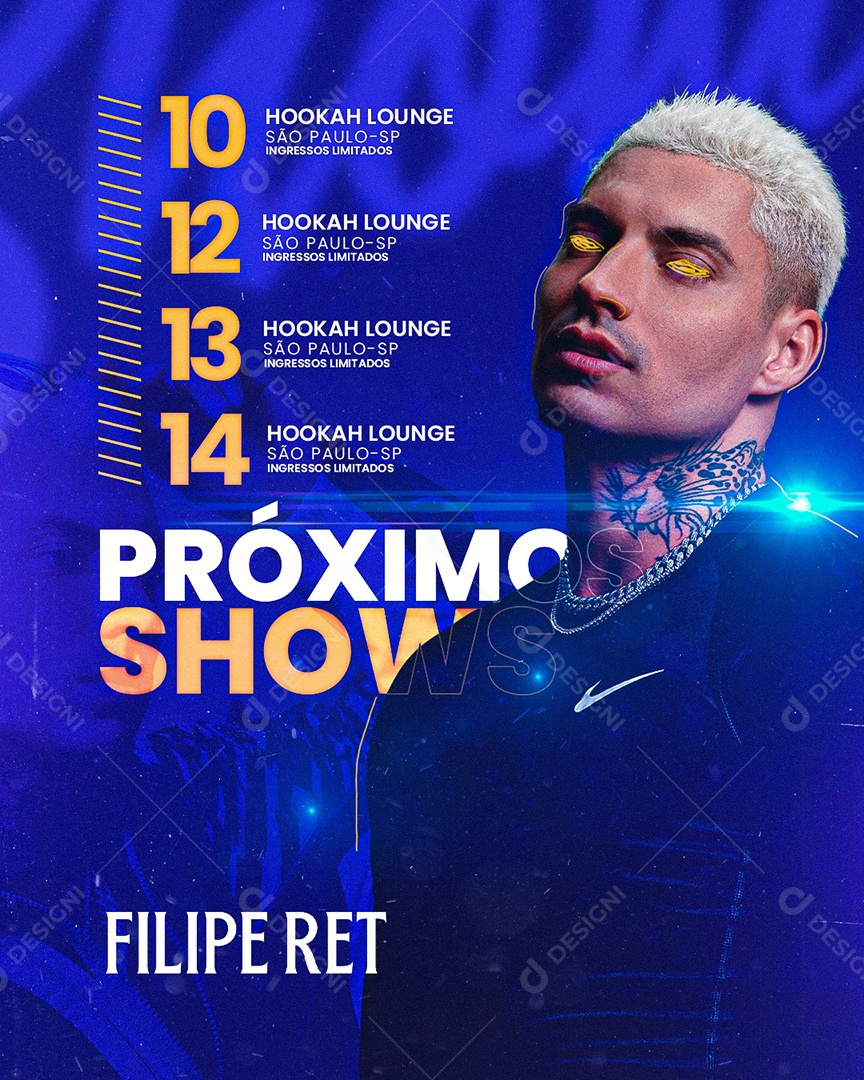 Flyer Agenda Próximos Shows Felip Ret Social Media PSD Editável