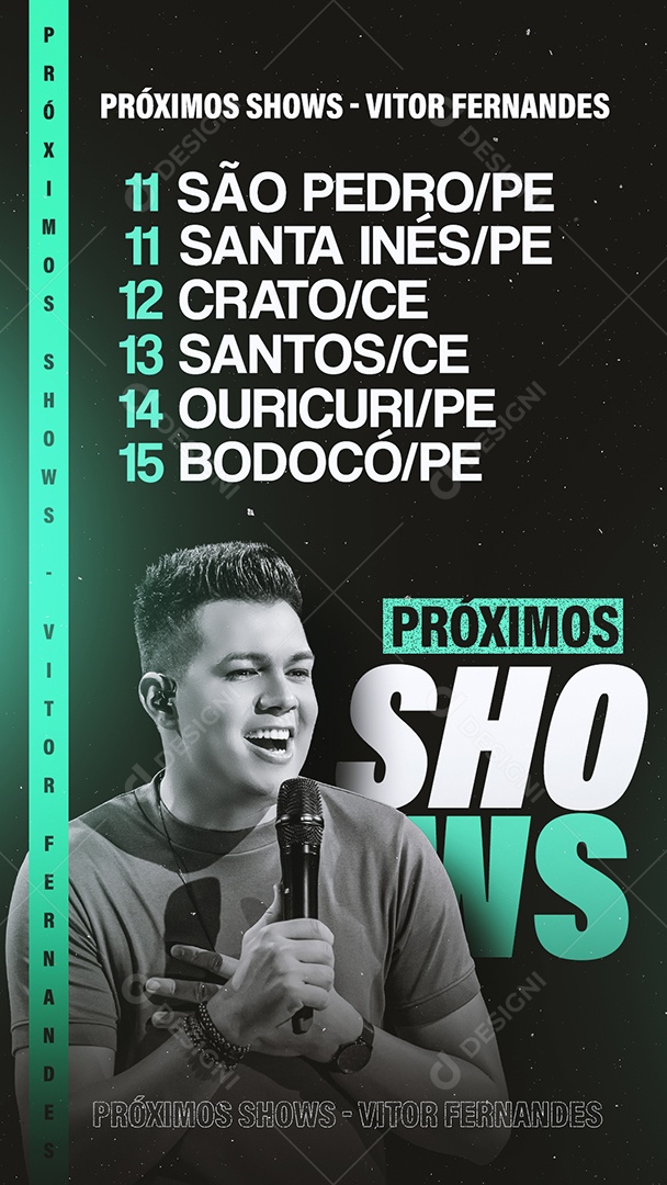 Story Próximos Shows Vitor Fernandes Flyer Social Media PSD Editável