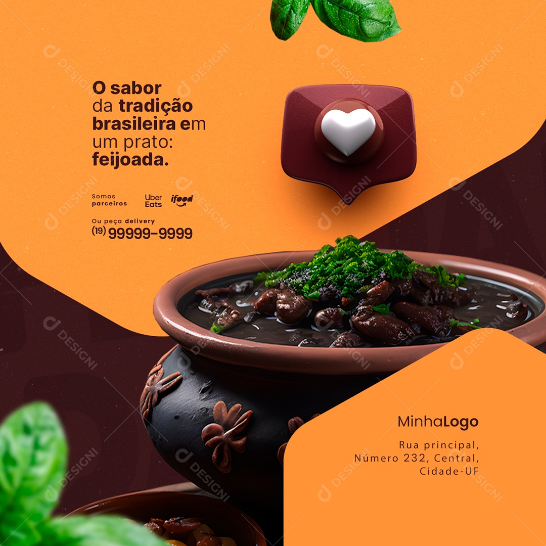 The Taste of Brazilian Tradition in a Feijoada Plate Editable Social Media PSD