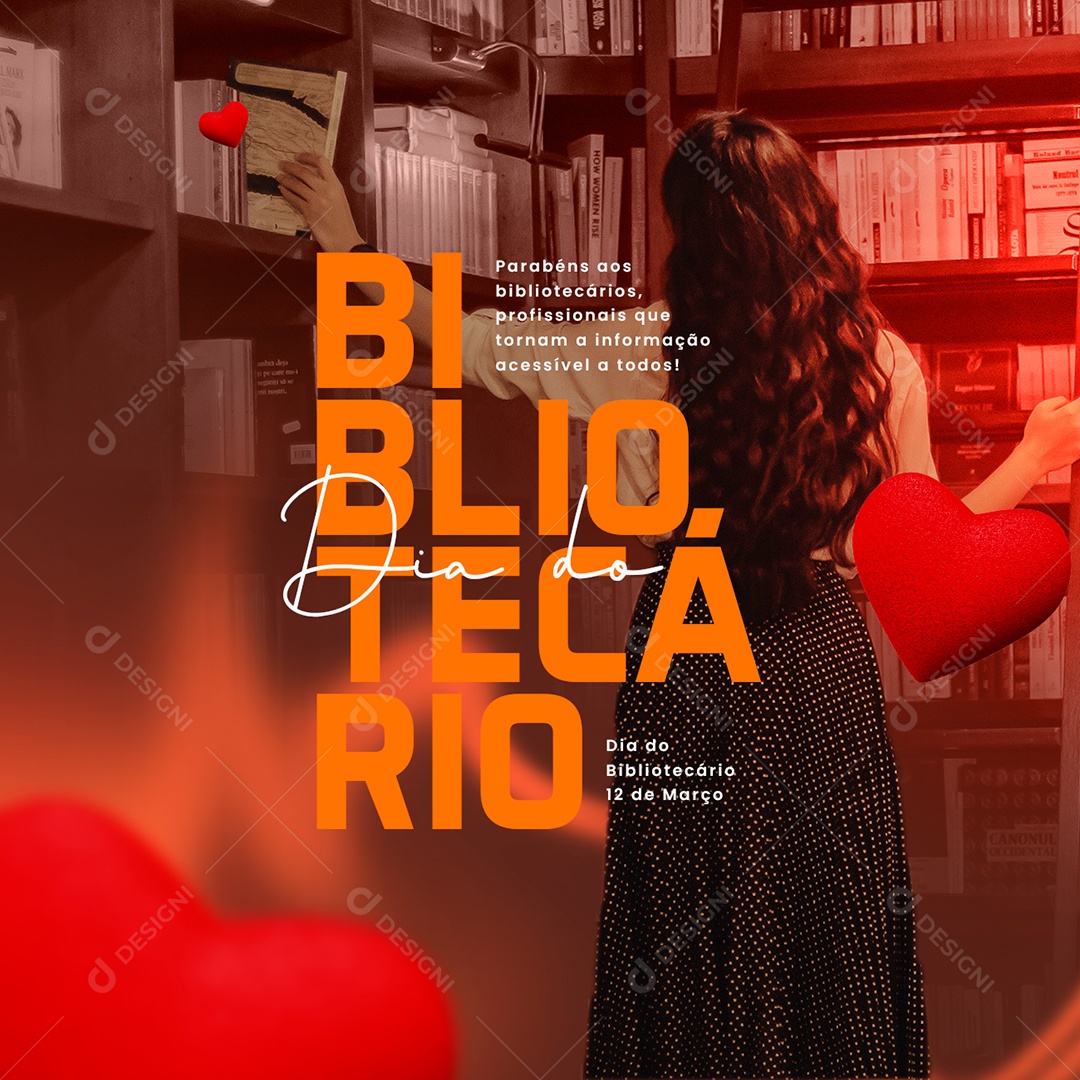 Parabéns Aos Bibliotecários Profissionais Que Tornam a Informação Acessível Dia do Bibliotecário Social Media PSD Editável