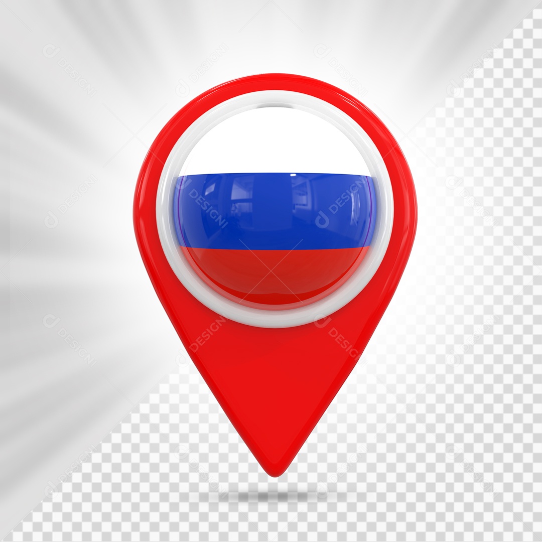 Red Location Pin With Russian Flag 3D PSD Element