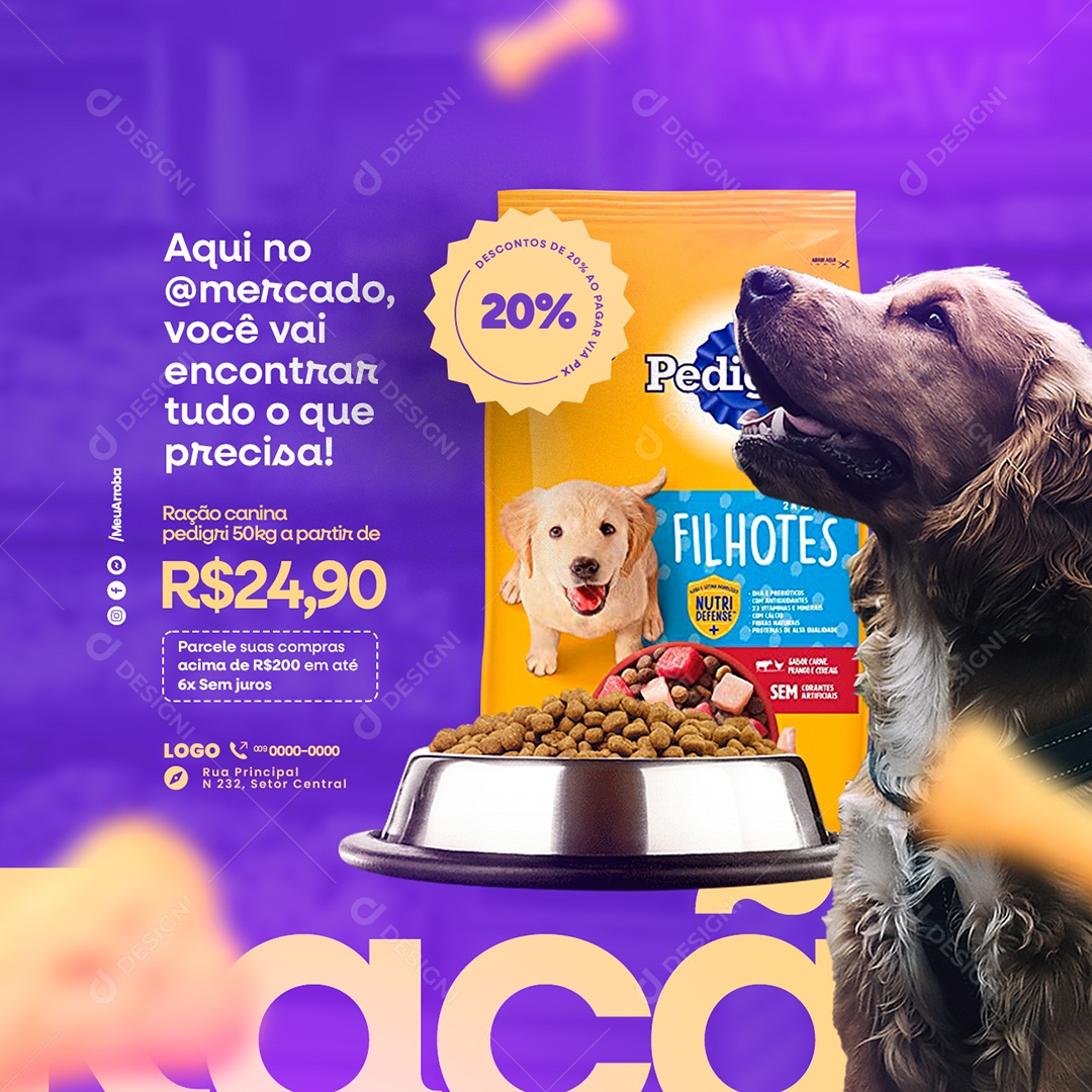 Consumer Day Advertising Campaign Dog Food 24.90 Editable Social Media PSD