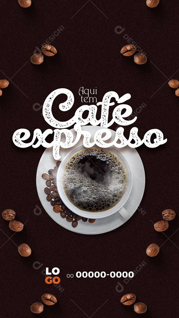 Aqui Tem Café Expresso Cafeteria Story Social Media PSD Editável