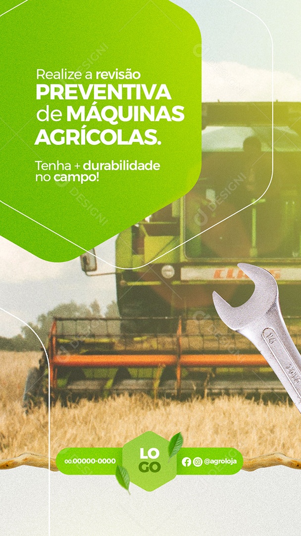 Realize a Revisão Preventiva de Máquinas e Implementos Agrícolas Agronegócio Story Social Media PSD Editável