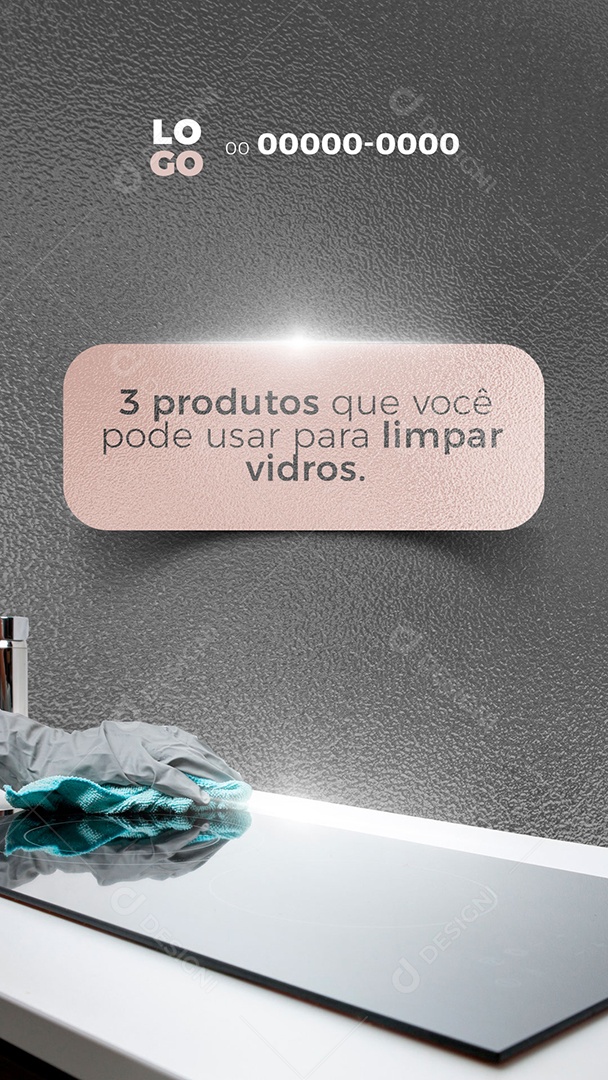 Social Media 3 Produtos que Você Pode Usar Para Limpar Vidros Vidraçaria Story Social Media PSD Editável