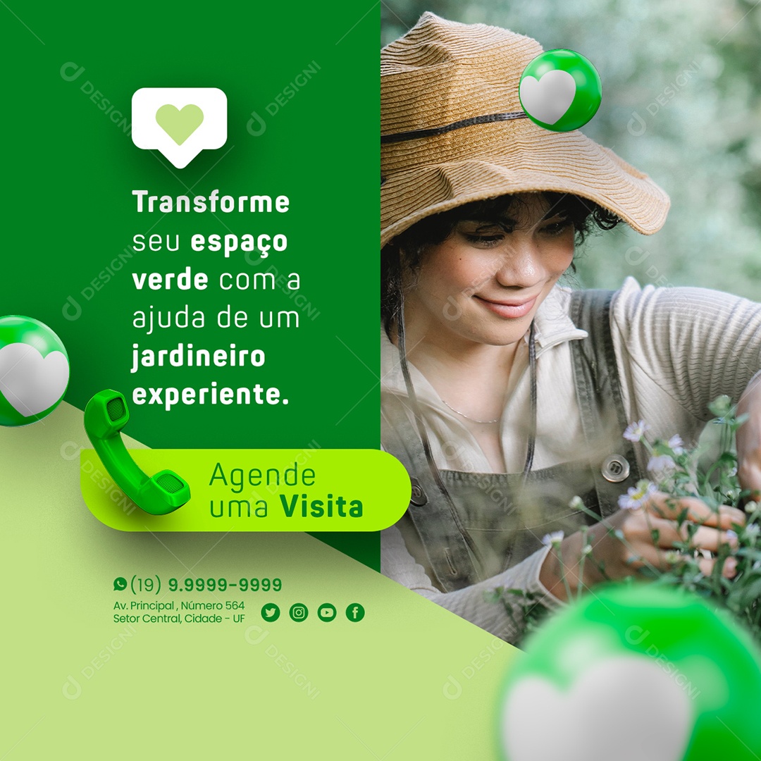 Transforme Seu Espaço Verde Jardinagem Social Media PSD Editável