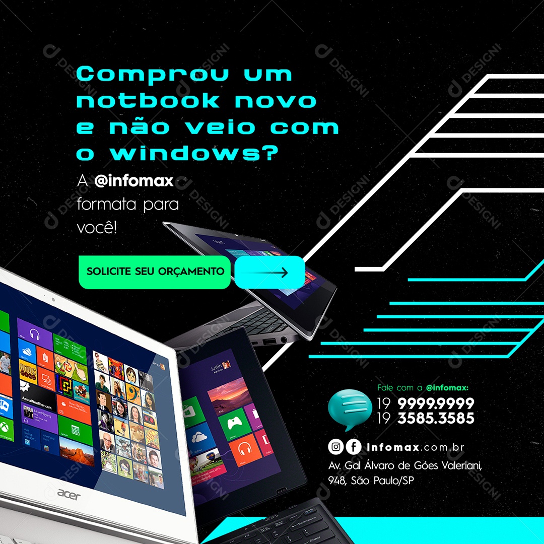 Comprou Im Notbook Novo e Não Veio Com o Windows Informática Social Media PSD Editável