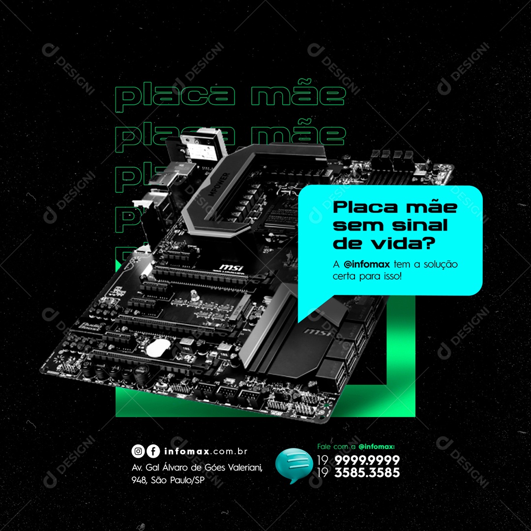 Placa Mãe Sem Sinal De Vida Informática Social Media PSD Editável