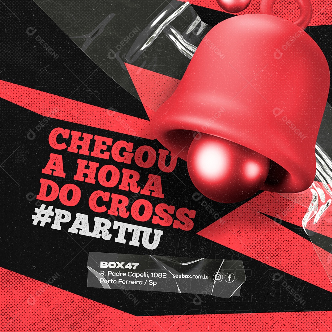 Chegou A Hora Do Cross #Partiu Academia Crossfit Social Media PSD Editável