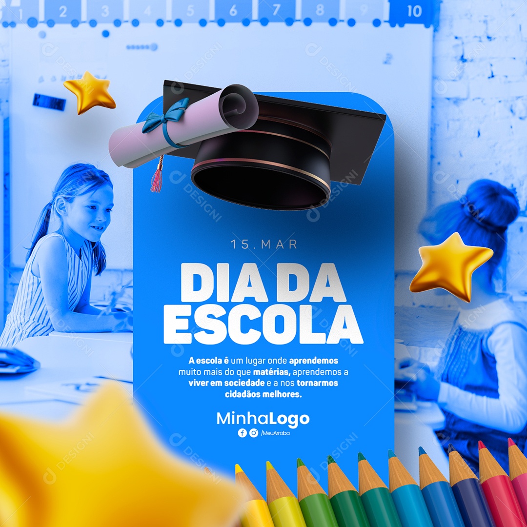 A Escola É Um Lugar Onde Aprendemos Muito Mais Do Que Matérias Dia da Escola Social Media PSD Editável