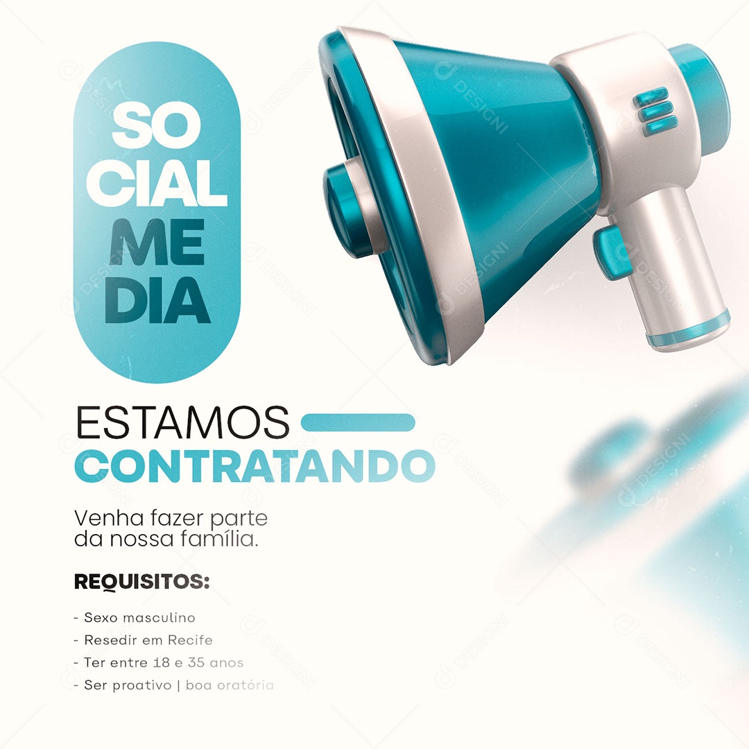 Estamos Contratando Social Media Vagas de Empregos PSD Editável