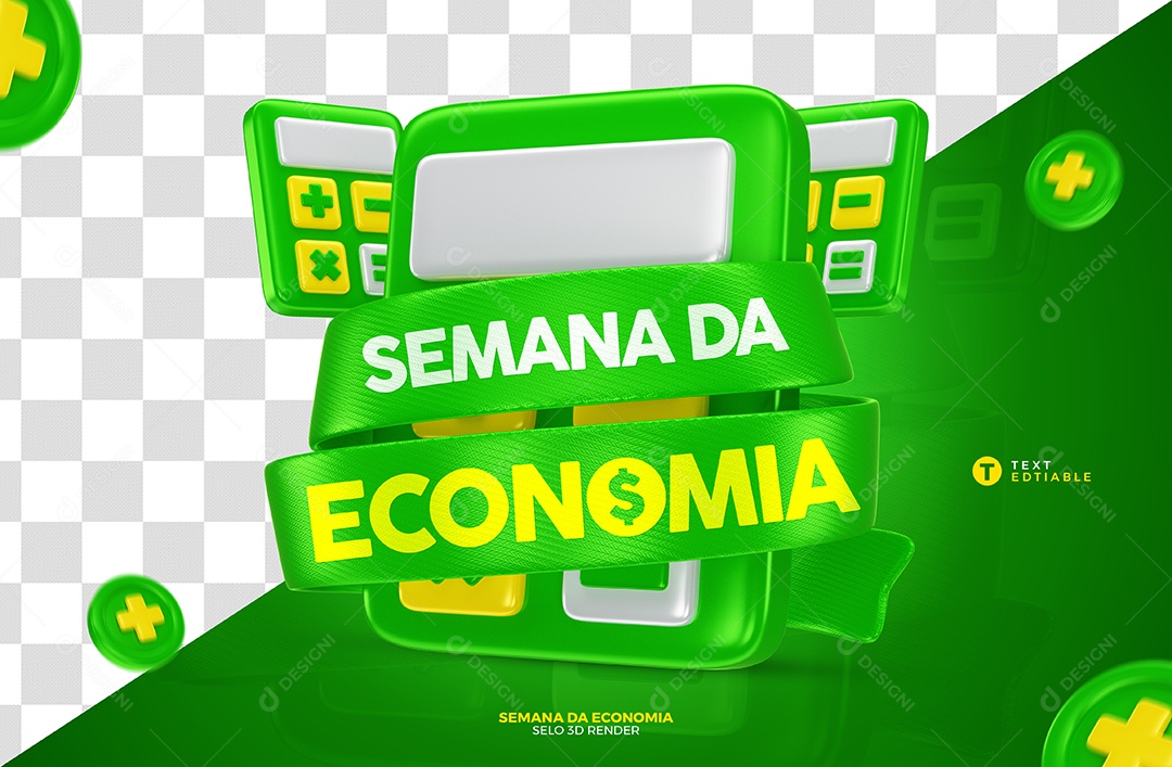 Economy Week Green 3D Stamp for PSD Composition