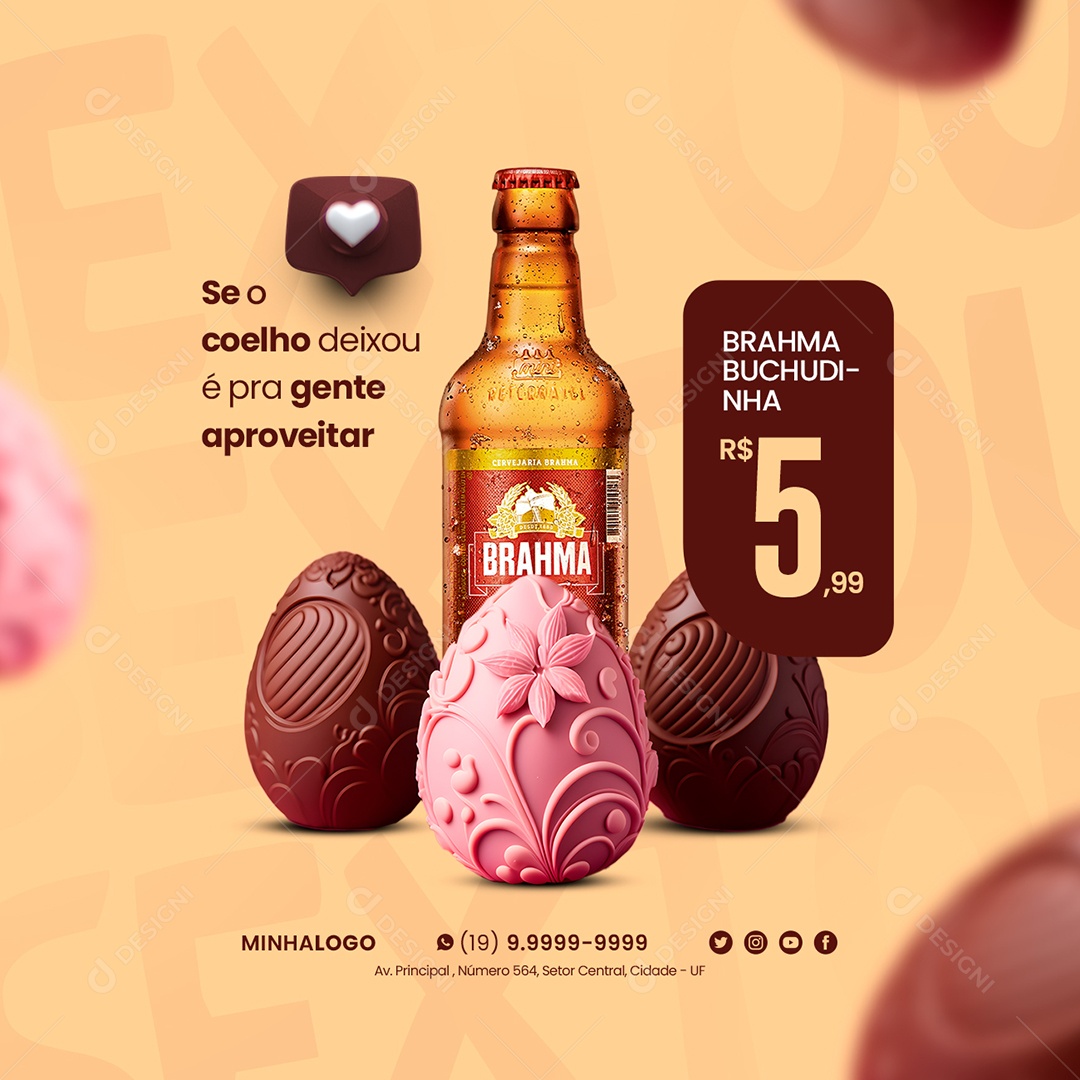 If The Rabbit Left It's For Us Enjoy Brahma Buchudinha 5.99 Beer Easter Social Media Editable PSD