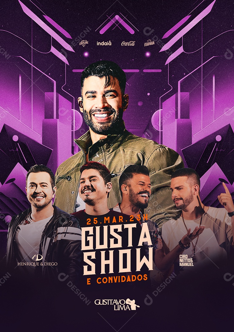 Gusta Show E Convidados Henrique & Diego Gusttavo Lima Ciro Netto & Manuel Flyer Social Media PSD Editável