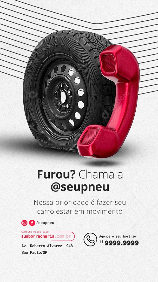 Story Furou Calls the Rubber Tire Store Social Media Editable PSD