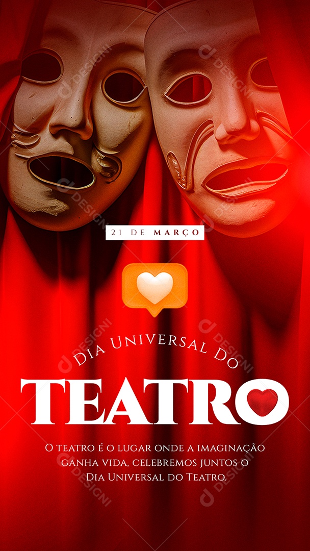 Story O Teatro é O Lugar Onde A Imaginação Ganha Vida Dia Universal do Teatro Social Media PSD Editável