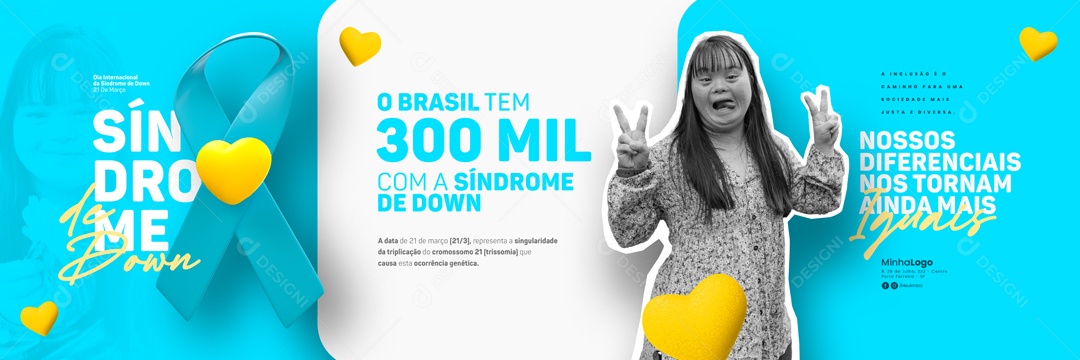 O Brasil Tem 300 Mil Dia Internacional da Síndrome de Down Carrossel Social Media PSD Editável