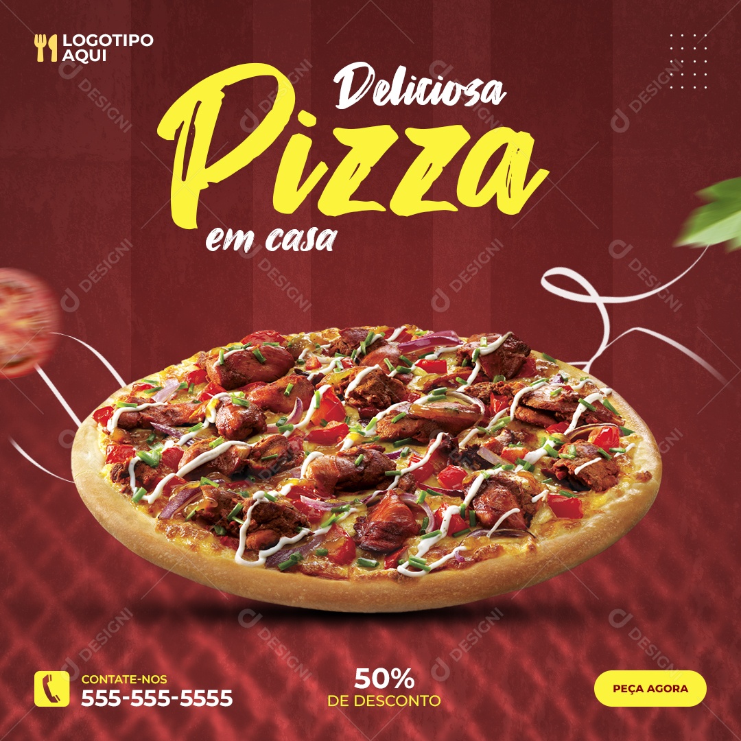 Deliciosa Pizza Peça Agora Pizzaria Social Media PSD Editável [download] -  Designi