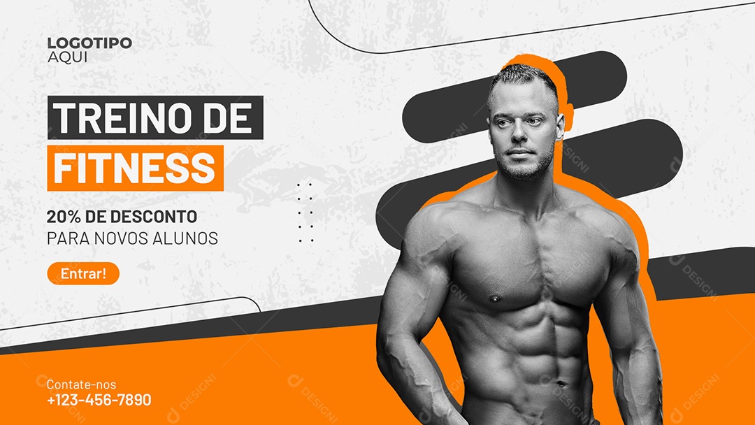 Web Banner Treino De Fitness Academia Social Media PSD Editável
