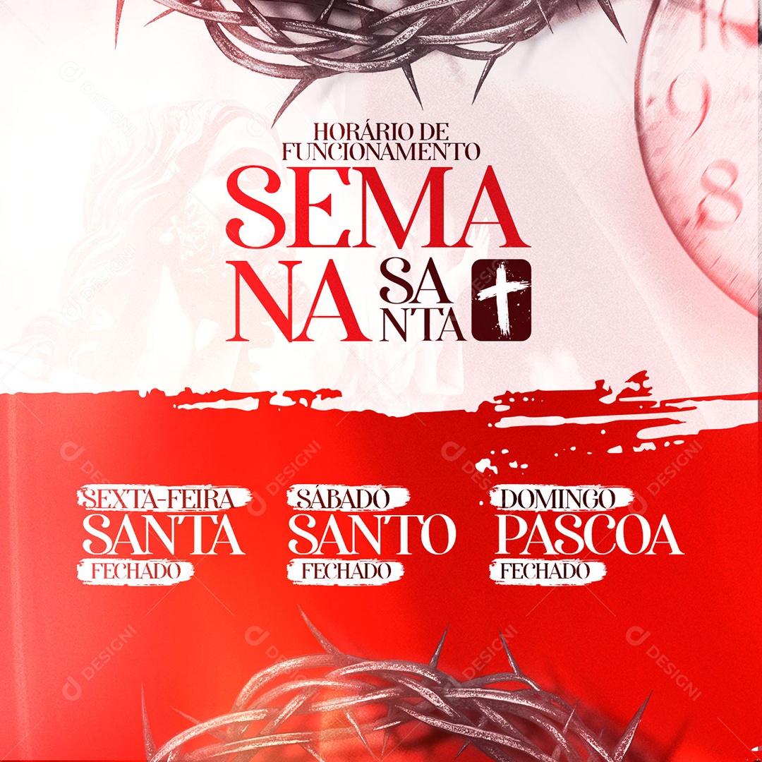 Horário De Funcionamento Semana Santa Social Media PSD Editável