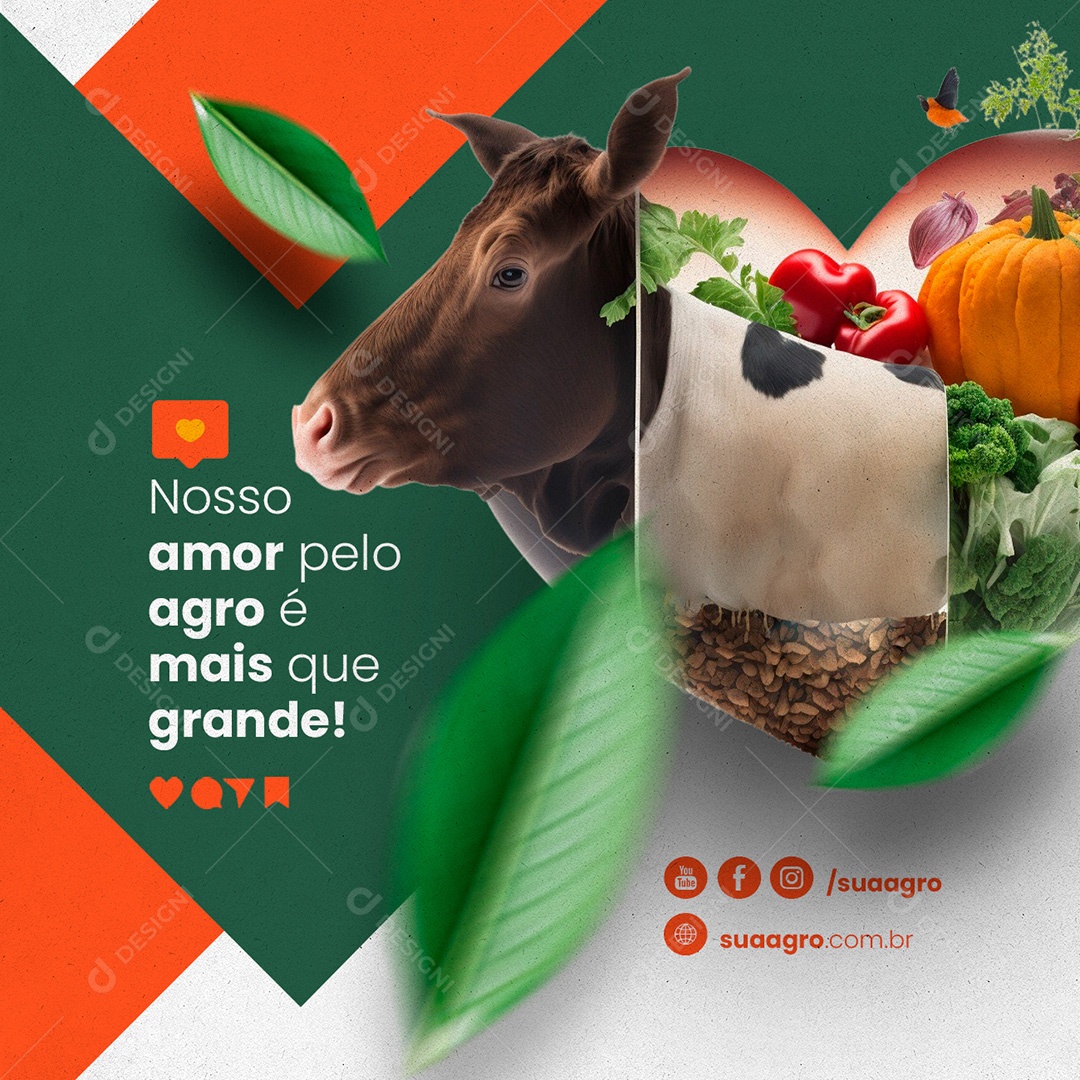 Nosso Amor Pelo Agor É Mais Que Grande Agropecuária Social Media PSD Editável