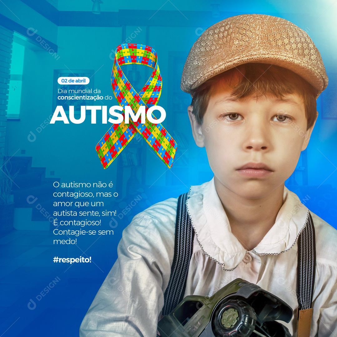 Dia Mundial da Conscientização do Autismo Abril Azul Social Media PSD Editável