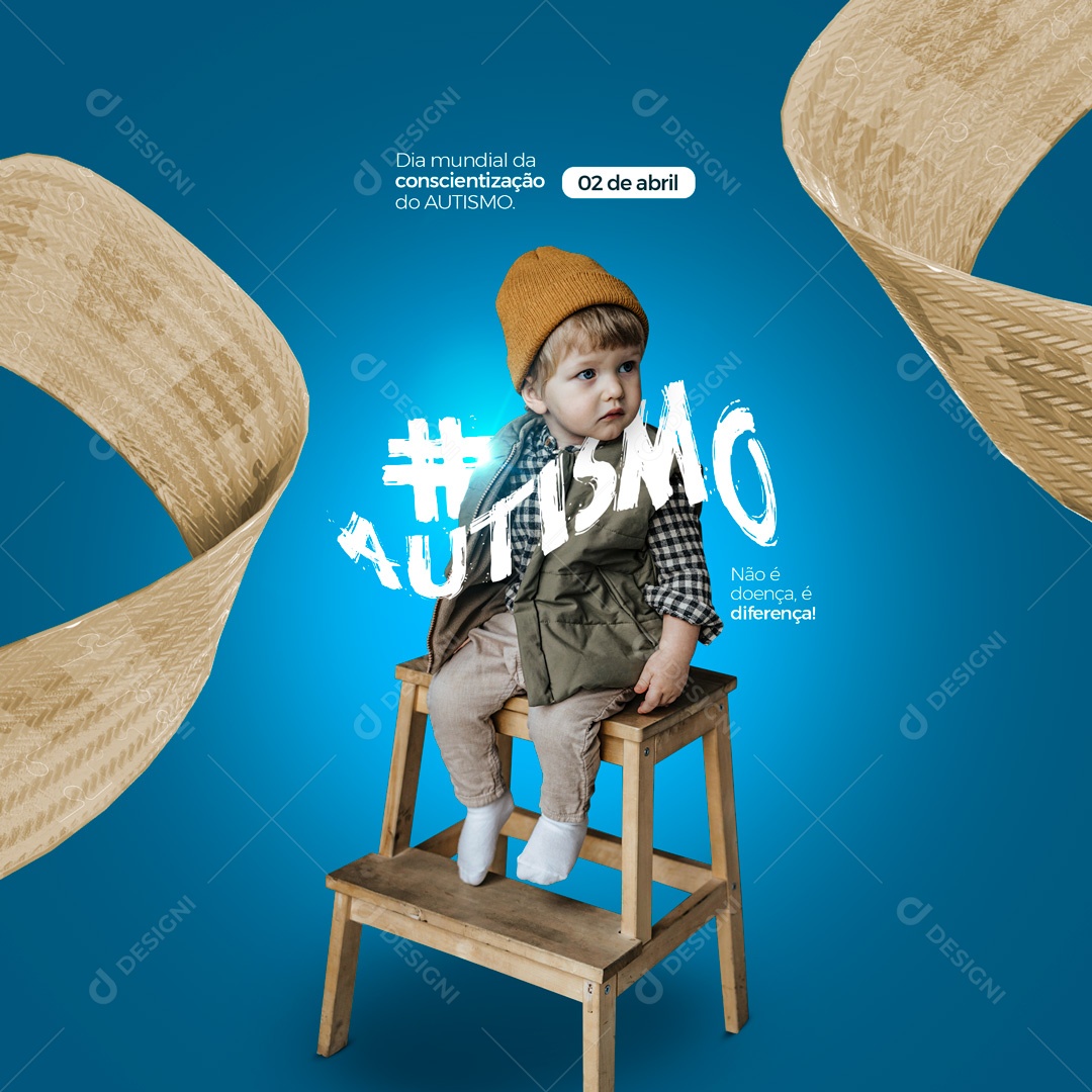 Dia Mundial da Conscientização do Autismo Abril Azul Social Media PSD Editável