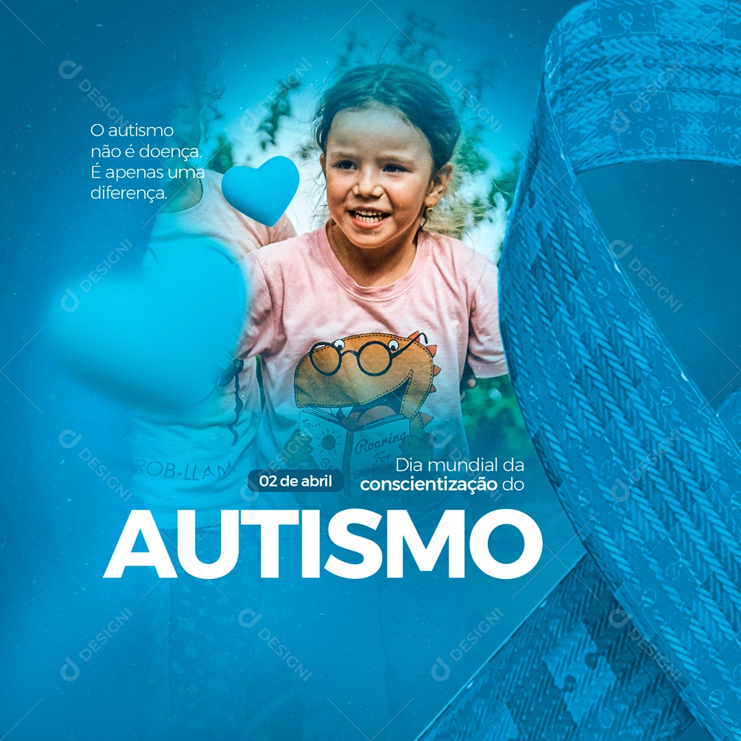 Dia Mundial da Conscientização do Autismo Abril Azul Social Media PSD Editável