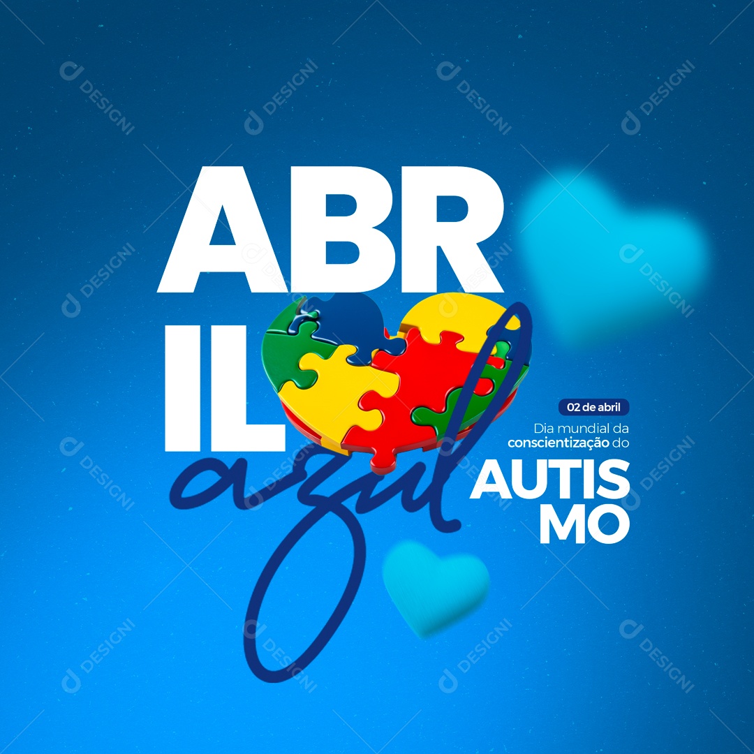 Dia Mundial da Conscientização do Autismo Abril Azul Social Media PSD Editável