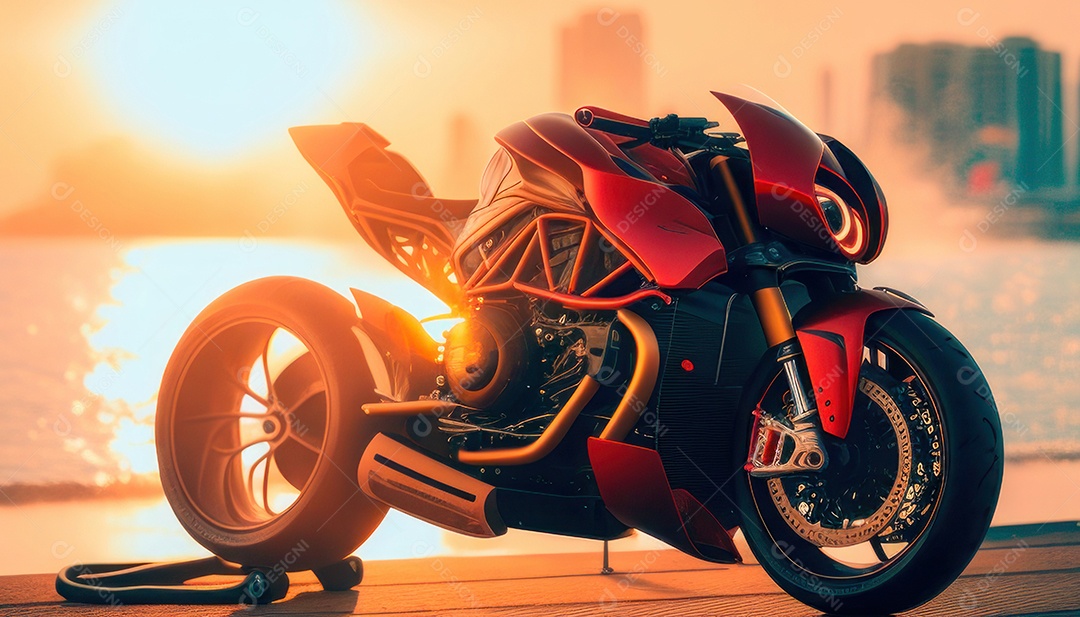 Moto esportiva sobre uma garagem. [download] - Designi