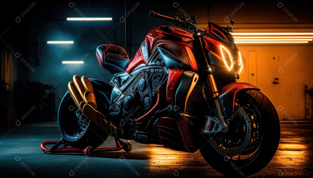 Moto esportiva sobre uma garagem. [download] - Designi