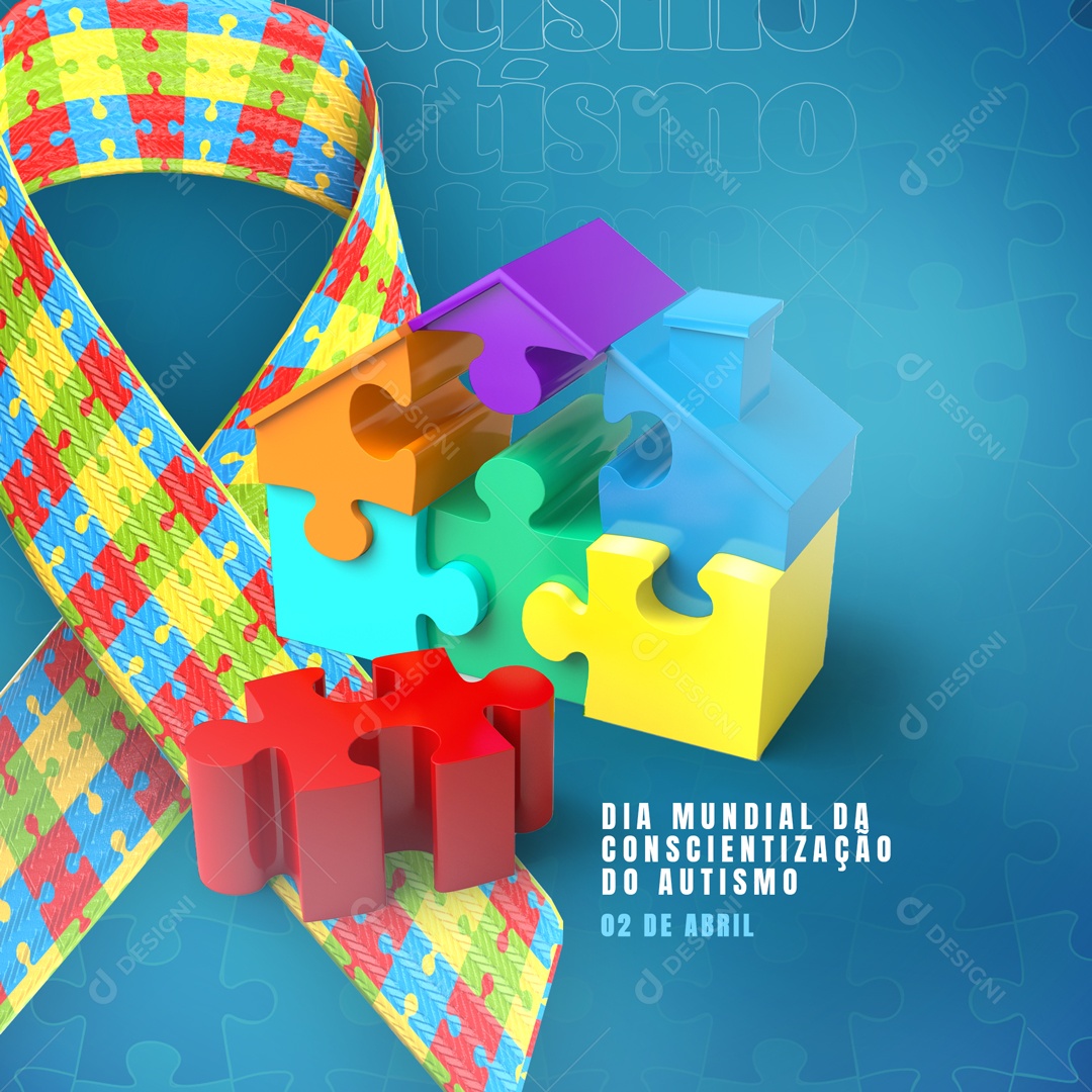 Social Media 02 de Abril Dia Mundial da Conscientização do Autismo Abril Azul PSD Editável