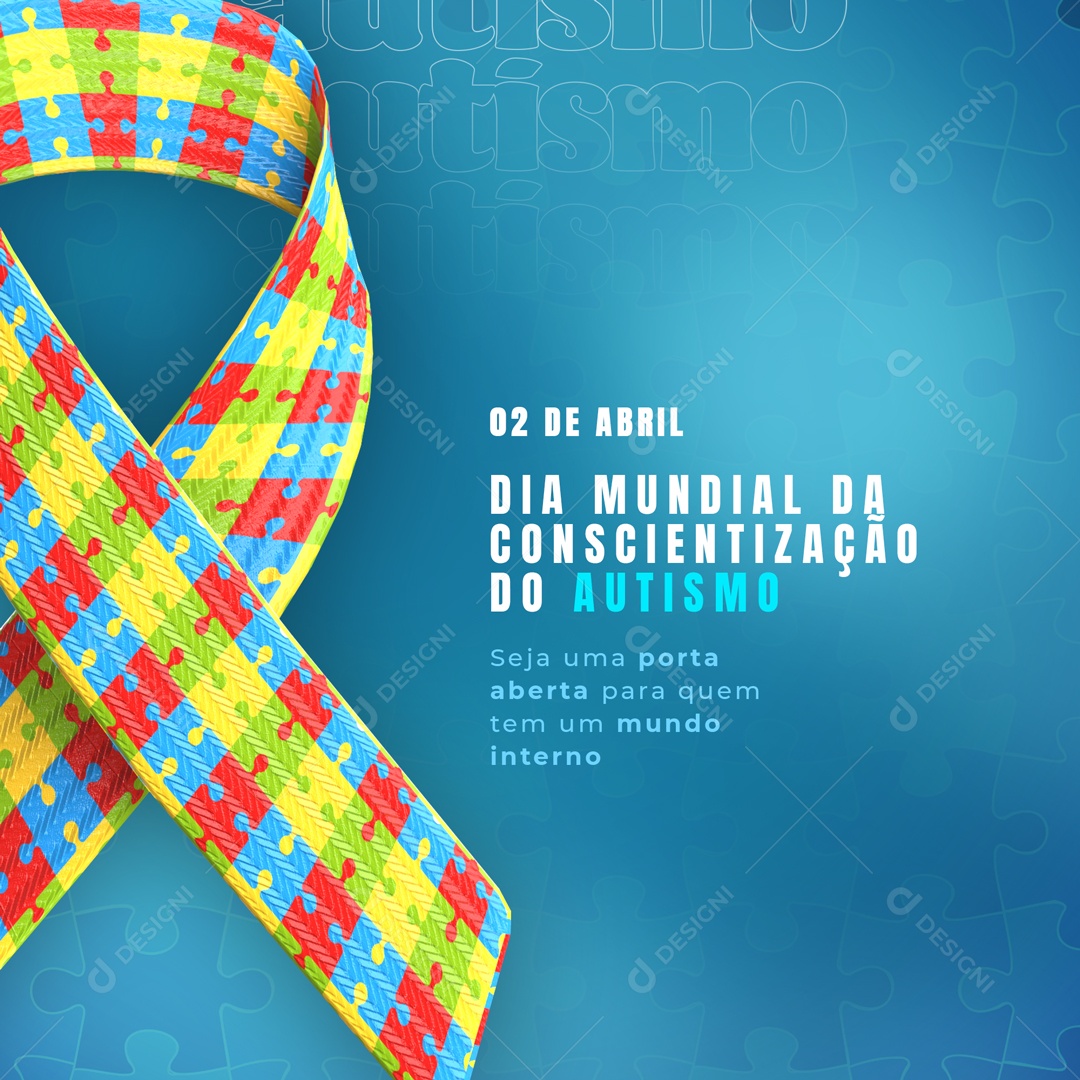 Dia Mundial da Conscientização do Autismo Abril Azul Social Media PSD Editável