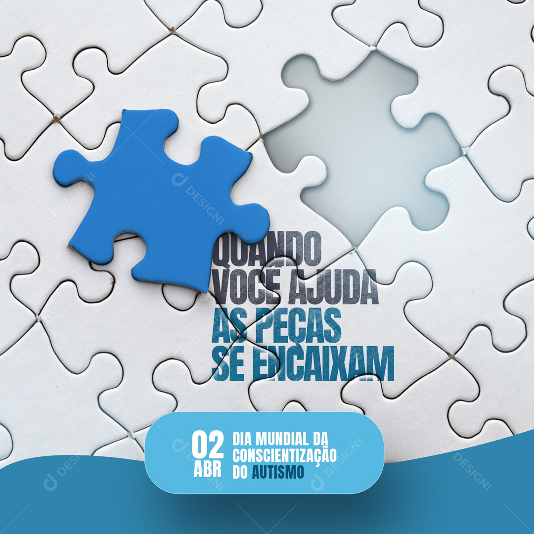 Social Media 02 de Abril Dia Mundial da Conscientização do Autismo Abril Azul PSD Editável