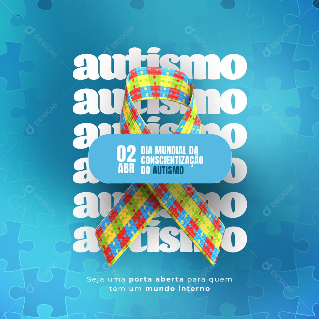 Social Media 02 de Abril Dia Mundial da Conscientização do Autismo Abril Azul PSD Editável