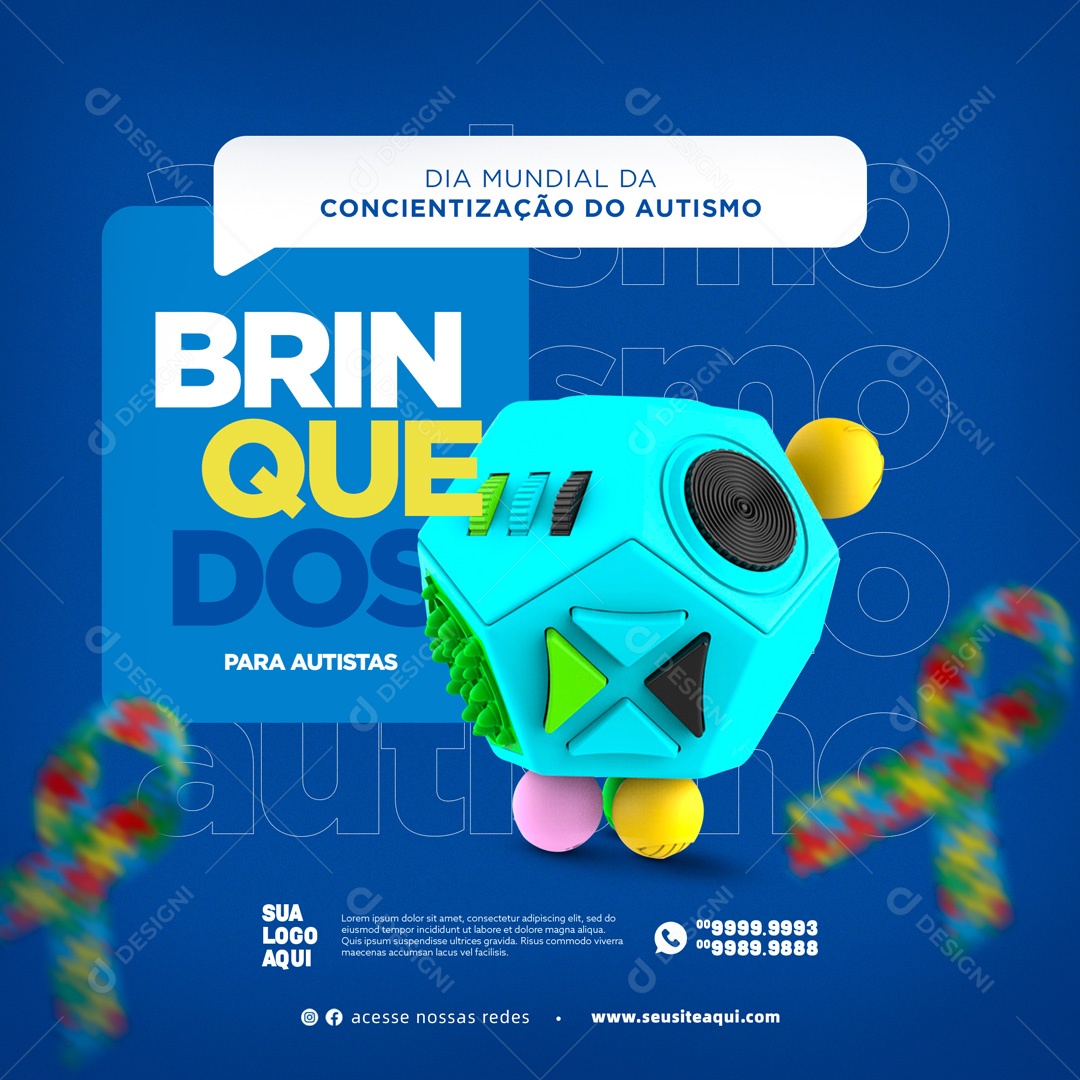 Abril Azul, Mês de Conscientização Sobre o Autismo Social Media PSD Editável